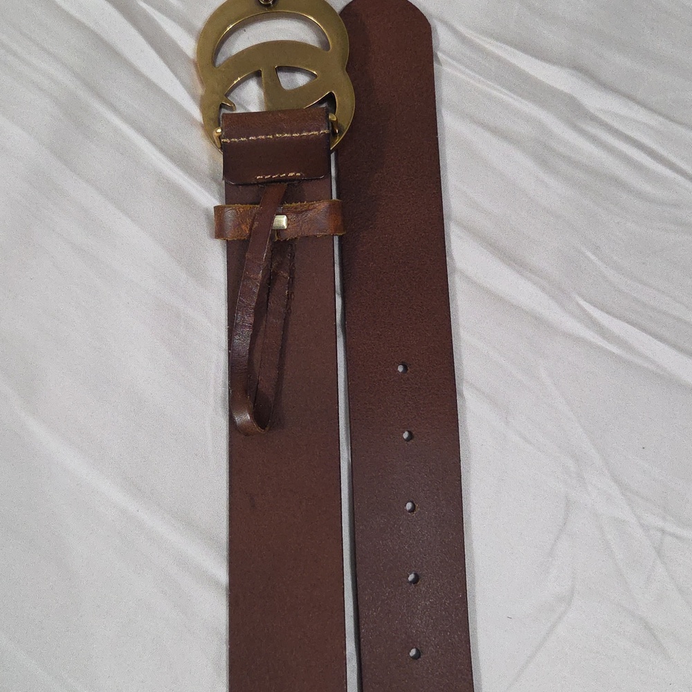 Gucci Brown Leather Belt with Gold Double G Buckle - Picture 6 of 16